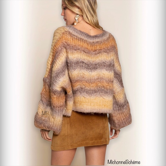 POL Pumpkin Chai Balloon Sleeve Sweater L - Picture 10 of 13